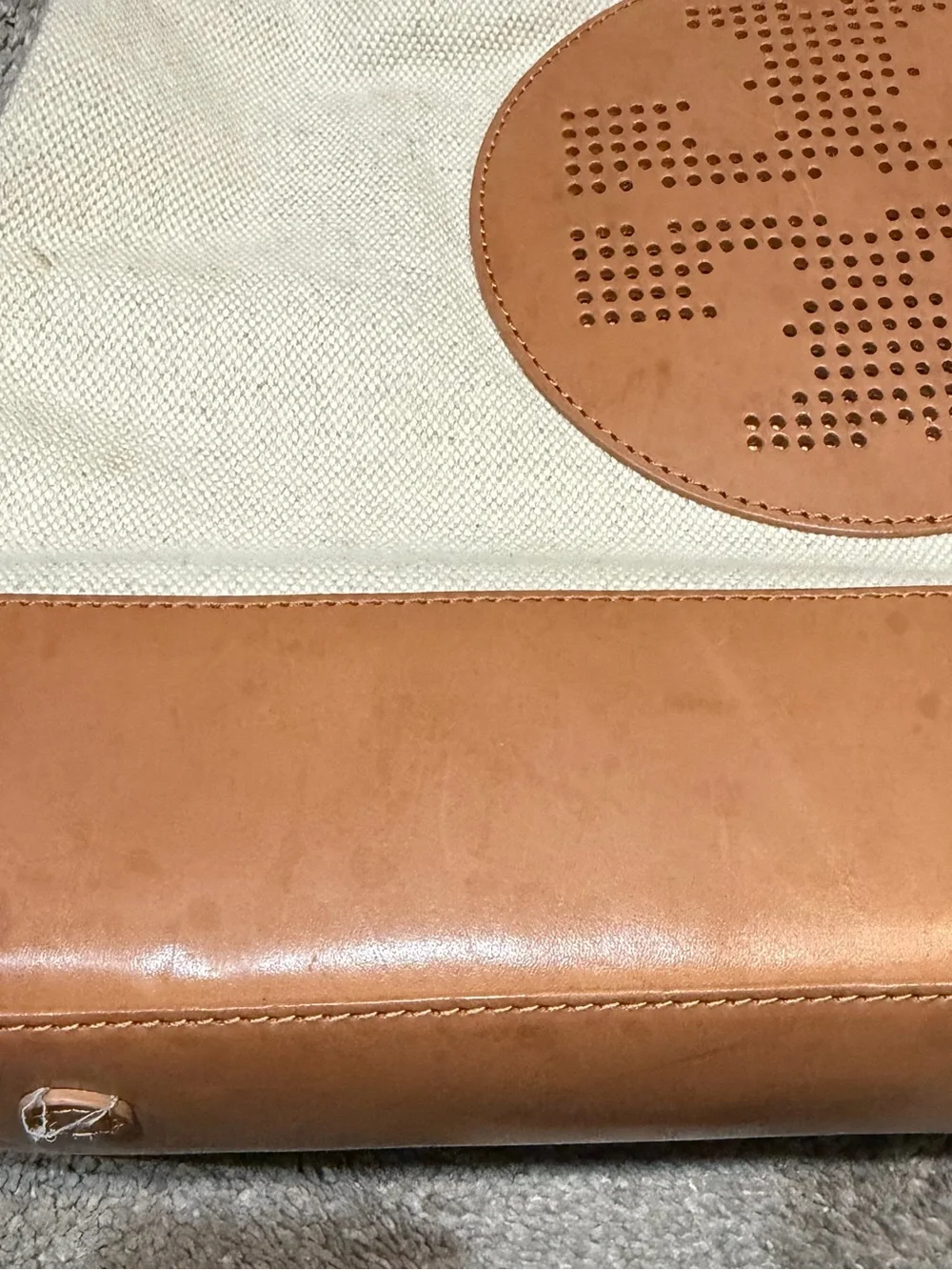 Tory Burch Cream and Tan Meredith tote